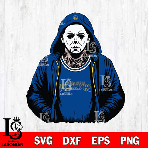 Golden State Warriors Michael Myers Horror basketball SVG DXF EPS PNG FILE, NBA File Cut,Halloween Digital Download,Instant Download, Silhouette