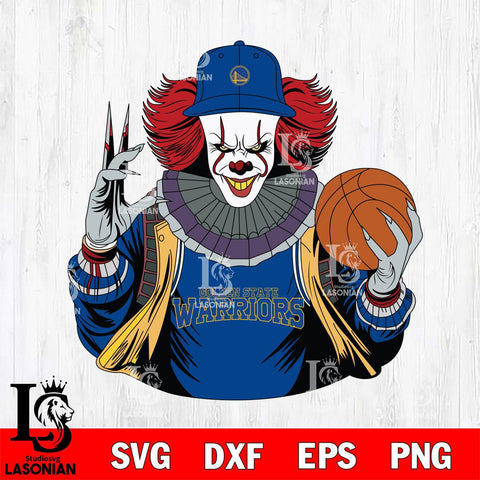 Golden State Warriors Pennywise Horror basketball SVG DXF EPS PNG FILE, NBA File Cut,Halloween Digital Download,Instant Download, Silhouette