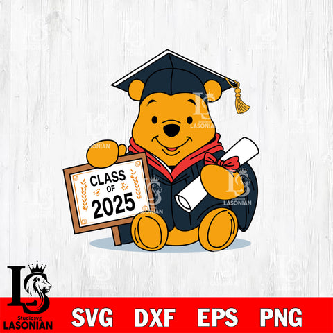 Graduation 2025 Winnie The Pooh Svg Eps Dxf Png File, Graduation File Cut,Digital Download,Instant Download,Disney Svg Files