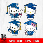 Graduation Hello Kitty Blue Outfits SVG DXF EPS PNG FILE, Graduation File Cut, Digital Download,Instant Download, Silhouette, Cricut