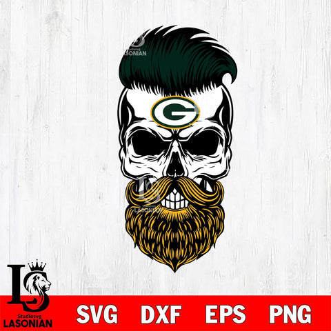 Green Bay Packers Badass Beard Skull SVG