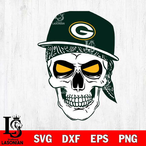 Green Bay Packers Badass Hat Skull SVG