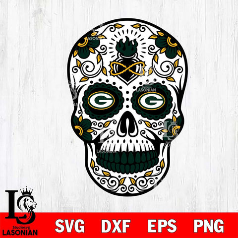 Green Bay Packers Badass Mexico Skull SVG