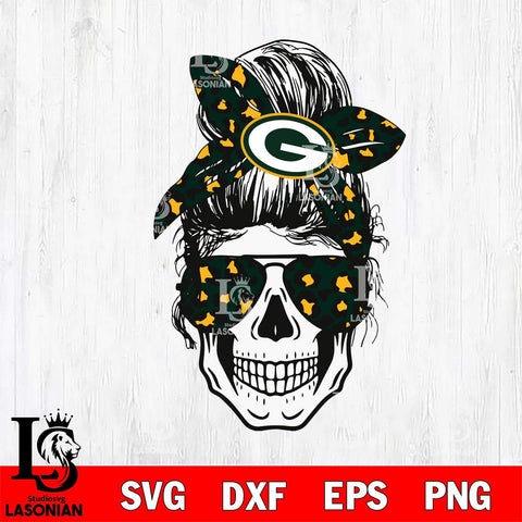 Green Bay Packers Badass Women Skull SVG