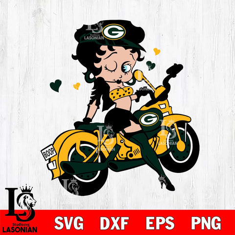 Green Bay Packers Betty Boop And Badass Motor Svg Eps Dxf Png File, Digital Download, Instant Download