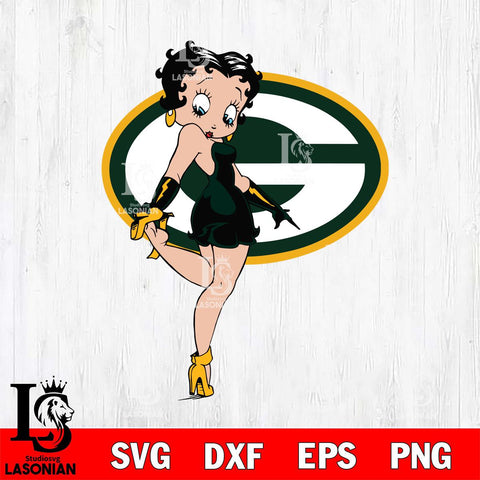 Green Bay Packers Betty Boop Girl Fan Svg Eps Dxf Png File, Digital Download, Instant Download