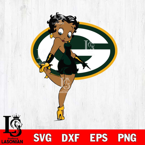 Green Bay Packers Betty Boop Girl Fan SVG Svg Eps Dxf Png File, Digital Download, Instant Download