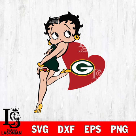 Green Bay Packers Betty Boop Girl Love Svg Eps Dxf Png File, Digital Download, Instant Download