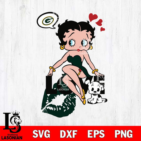 Green Bay Packers Betty Boop Love Svg Eps Dxf Png File, Digital Download, Instant Download