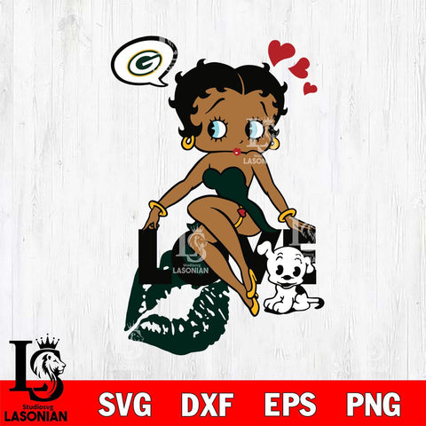 Green Bay Packers Betty Boop Love SVG 2 Svg Eps Dxf Png File, Digital Download, Instant Download