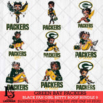 Green Bay Packers Black Fan Girl Betty Boop Bundle 9 Svg Eps Dxf Png File, Digital Download, Instant Download