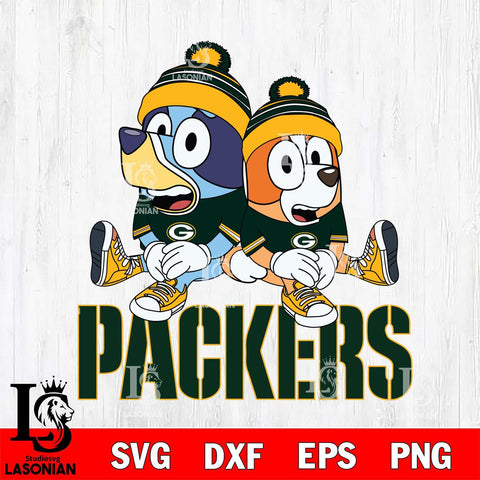 Green Bay Packers Bluey & Bingo 8 Svg Eps Dxf Png File, NFL svg, Digital Download, Instant Download
