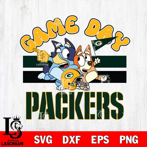 Green Bay Packers Bluey Chilli  Game day NFL Svg Eps Dxf Png File, Digital Download, Instant Download