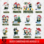 Green Bay Packers Bluey Christmas NFL Bundle 12 Svg Eps Dxf Png File,Cut Svg Files, Digital File, Sublimation