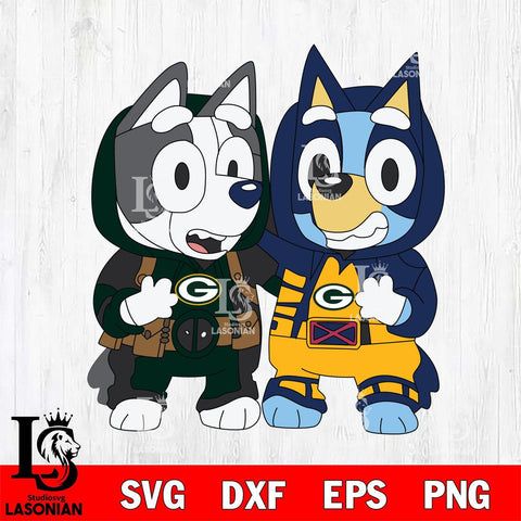 Green Bay Packers Bluey Deadpool Wolverine Svg Eps Dxf Png File, Digital Download, Instant Download
