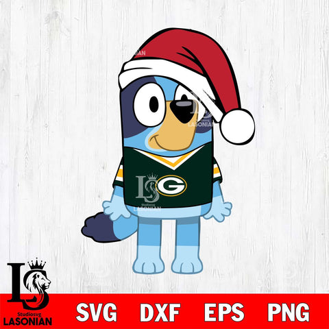 Green Bay Packers Bluey Dog Christmas Svg Eps Dxf Png File, Digital Download, Instant Download