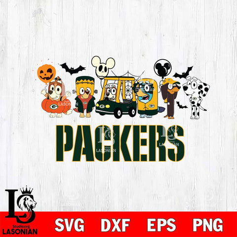 Green Bay Packers Bluey Halloween Svg Eps Dxf Png File, Digital Download, Instant Download
