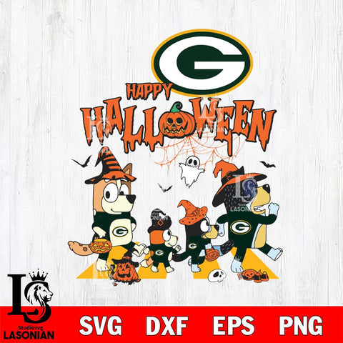 Green Bay Packers Bluey Halloween Family Svg Eps Dxf Png File, Digital Download, Instant Download