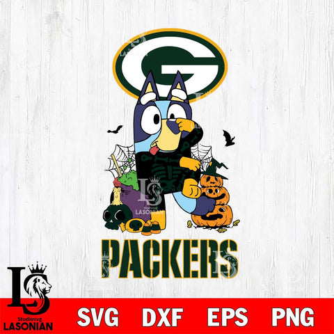 Green Bay Packers Bluey Halloween NFL 2 Svg Eps Dxf Png File, Digital Download, Instant Download