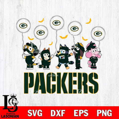 Green Bay Packers Bluey Halloween Spooky Svg Eps Dxf Png File, Digital Download, Instant Download