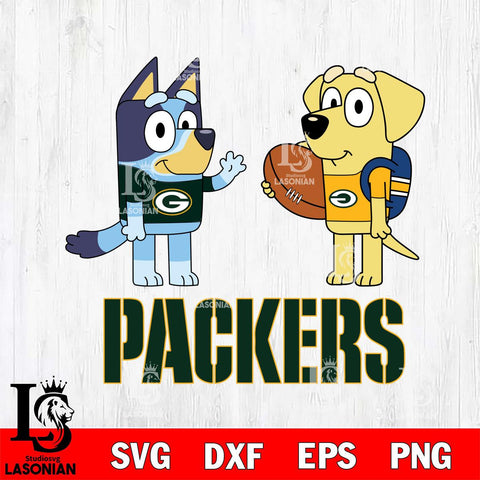 Green Bay Packers Bluey Lucky Svg Eps Dxf Png File, Digital Download, Instant Download