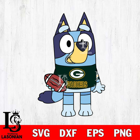 Green Bay Packers Bluey NFL 2 Svg Eps Dxf Png File, Digital Download, Instant Download