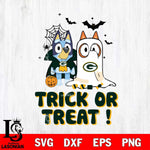 Green Bay Packers Bluey Trick or Treat Halloween Svg Eps Dxf Png File, Digital Download, Instant Download