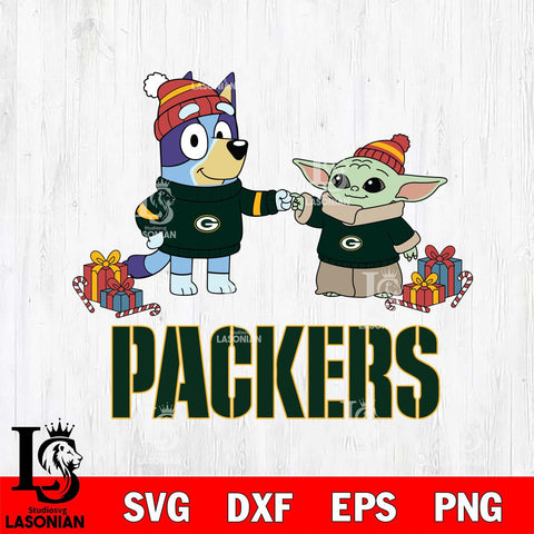 Green Bay Packers Bluey With Yoda Christmas Cricut,Christmas SVG DXF EPS PNG FILE, Digital Download,Instant Download, Silhouette