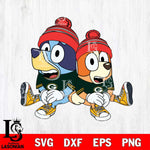 Green Bay Packers Bluey & Bingo Christmas Svg Eps Dxf Png File, Digital Download, Instant Download