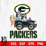 Green Bay Packers Bluey friends car Svg Eps Dxf Png File, Digital Download, Instant Download
