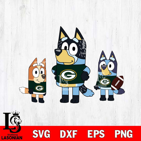 Green Bay Packers Bluey svg , Bluey family NFL Svg Eps Dxf Png File, Digital Download, Instant Download