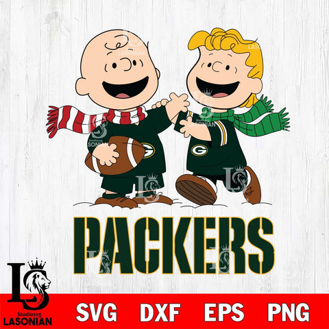 Green Bay Packers Charlie Brown & Linus Football Cricut,Christmas SVG DXF EPS PNG FILE, Digital Download,Instant Download, Silhouette