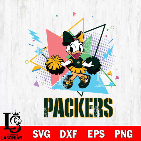 Green Bay Packers Cute Daisy Duck Cheerleader SVG DXF EPS PNG FILE, Disney Father day File Cut,Digital Download,Instant Download,Disney Svg Files