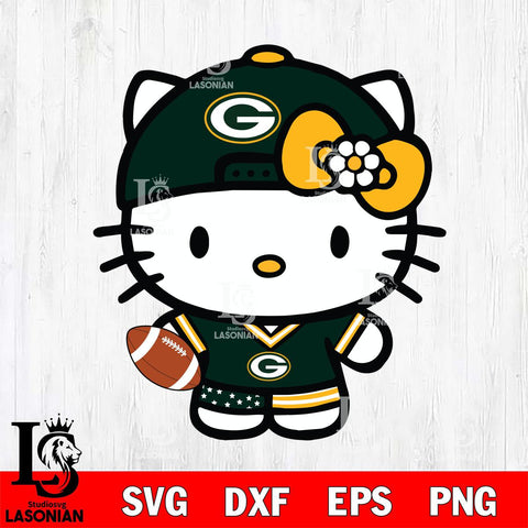 Green Bay Packers Cute Hello Kitty Football 10 Svg Eps Dxf Png File, NFL svg, Digital Download, Instant Download