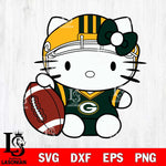 Green Bay Packers Cute Hello Kitty Football 5 Svg Eps Dxf Png File, NFL svg, Digital Download, Instant Download