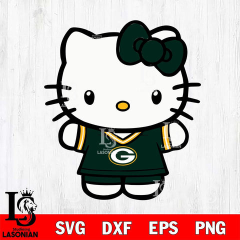 Green Bay Packers Cute Hello Kitty Football 6 Svg Eps Dxf Png File, NFL svg, Digital Download, Instant Download