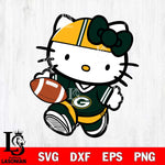 Green Bay Packers Cute Hello Kitty Football 9 Svg Eps Dxf Png File, NFL svg, Digital Download, Instant Download