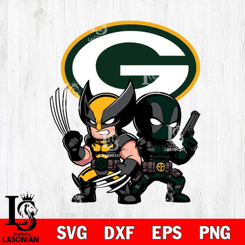 Green Bay Packers Deadpool And Wolverine Svg Eps Dxf Png File, Digital Download, Instant Download