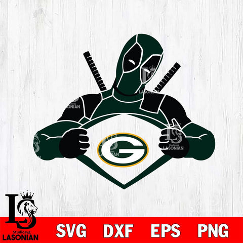 Green Bay Packers Deadpool heart sport Svg Eps Dxf Png File, Digital Download, Instant Download