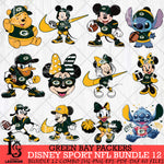 Green Bay Packers Disney NFL Bundle 12 Svg Eps Dxf Png File, Digital Download, Instant Download