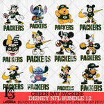 Green Bay Packers Disney NFL Bundle Svg PNG 12 Svg Eps Dxf Png File, Digital Download