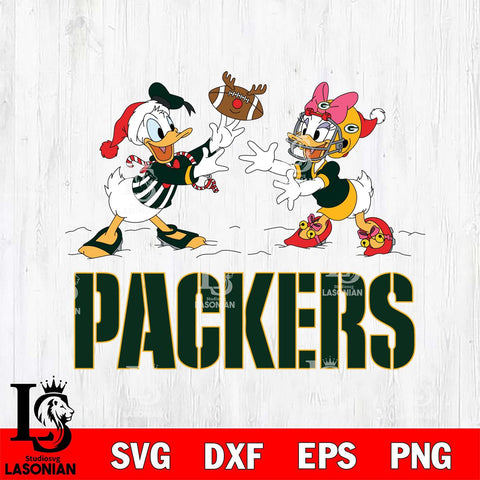 Green Bay Packers Donald Duck & Daisy Duck Football Cricut,Christmas SVG DXF EPS PNG FILE, Digital Download,Instant Download, Silhouette