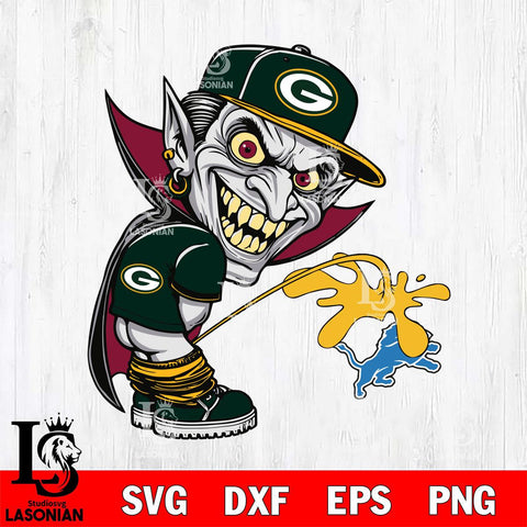 Green Bay Packers Dracula Piss On Detroit Lions Svg Eps Dxf Png File, Digital Download, Instant Download