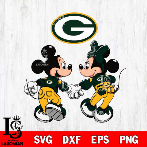 Green Bay Packers Fan Minnie And Mickey Love Svg Eps Dxf Png File, Digital Download, Instant Download