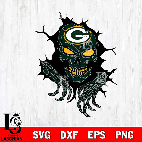 Green Bay Packers Ferocious Skull SVG