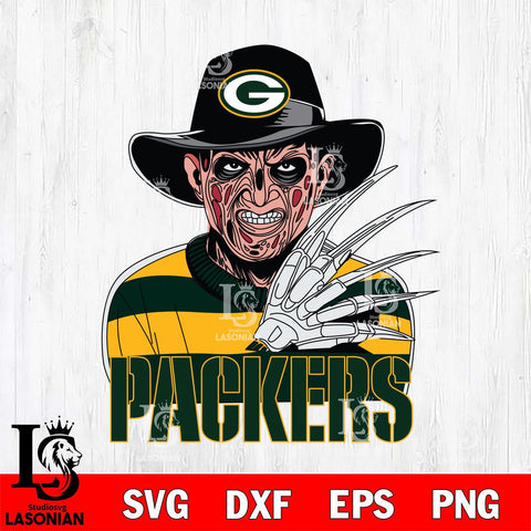 Green Bay Packers Freddy Krueger Horror Halloween Svg Eps Dxf Png File, Digital Download, Instant Download