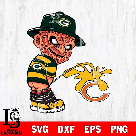 Green Bay Packers Freddy Krueger Piss On Chicago Bears Svg Eps Dxf Png File, Digital Download, Instant Download
