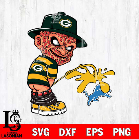 Green Bay Packers Freddy Krueger Piss On Detroit Lions Svg Eps Dxf Png File, Digital Download, Instant Download
