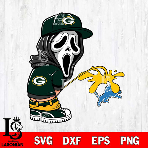 Green Bay Packers Ghostface Piss On Detroit Lions Svg Eps Dxf Png File, Digital Download, Instant Download