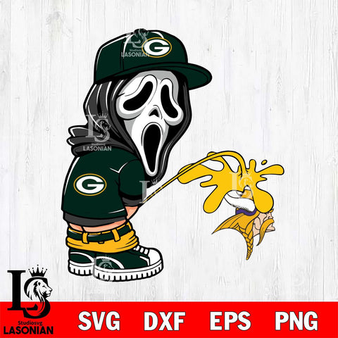 Green Bay Packers Ghostface Piss On Minnesota Vikings Svg Eps Dxf Png File, Digital Download, Instant Download